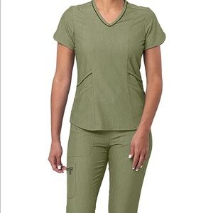 Adar Heather Olive Medical Scrubs Set